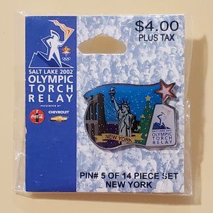 Salt Lake 2002 Olympic Torch Relay Pin – #5 New York – NEW